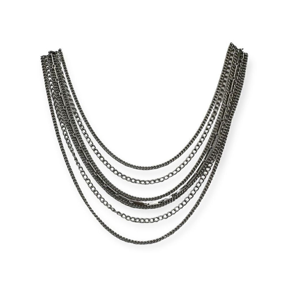 Vintage silver-toned multi strand necklace 12 inches long - Picture 3 of 13